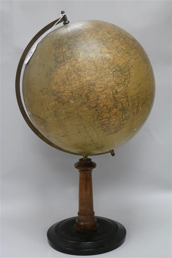 A Swedish 12 inch terrestrial globe c.1900 height 59cm